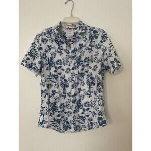 Denim & Flower Ricky Singh Shirt Men Medium White With Blue Flowers